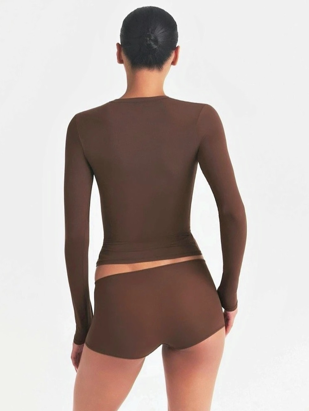 SKIMS Fits Everybody Long Sleeve Shirt Cocoa XS NWT - Picture 4 of 9